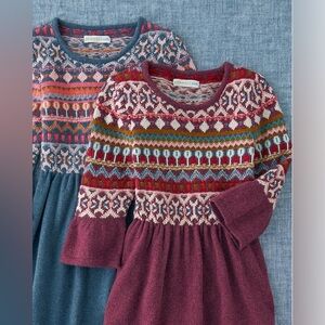 Garnet Hill Kids Fair Isle Knit Sweater with 3/4 sleeves.